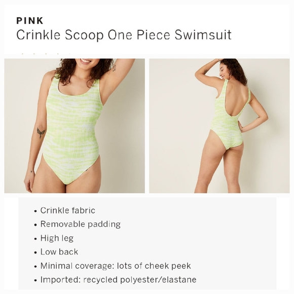Victoria's secret pink crinkle scoop one piece swimsuit - Picture 1 of 4
